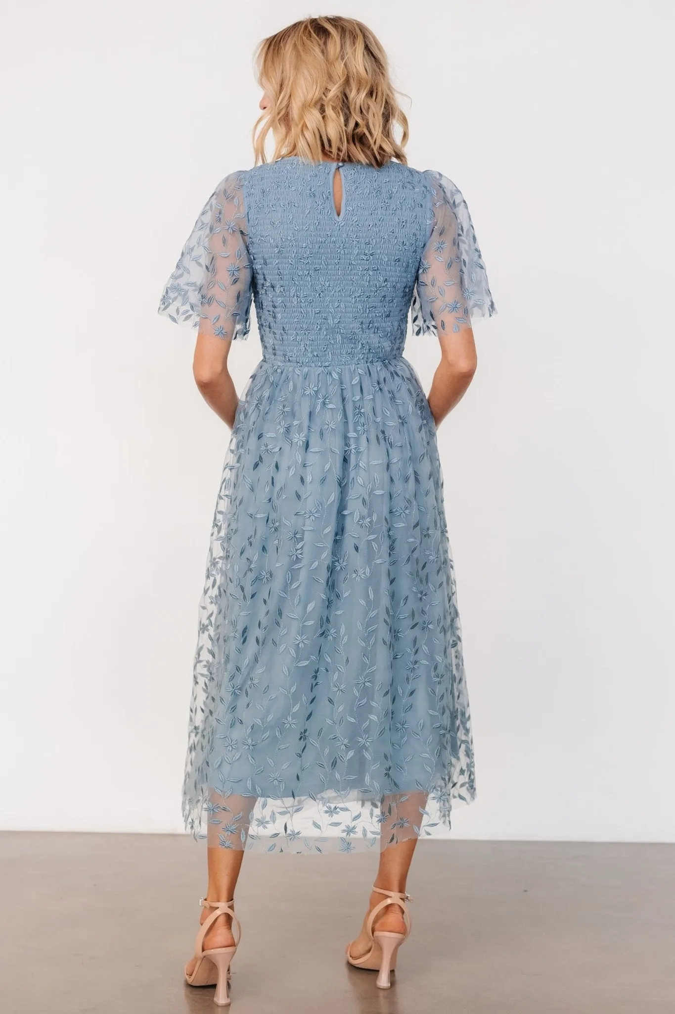 Kendra Embroidered Dress | Dusty Blue sold by Baltic Born product image thumbnail 5