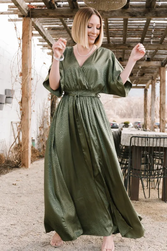Savannah Print Kimono Maxi | Olive sold by Baltic Born