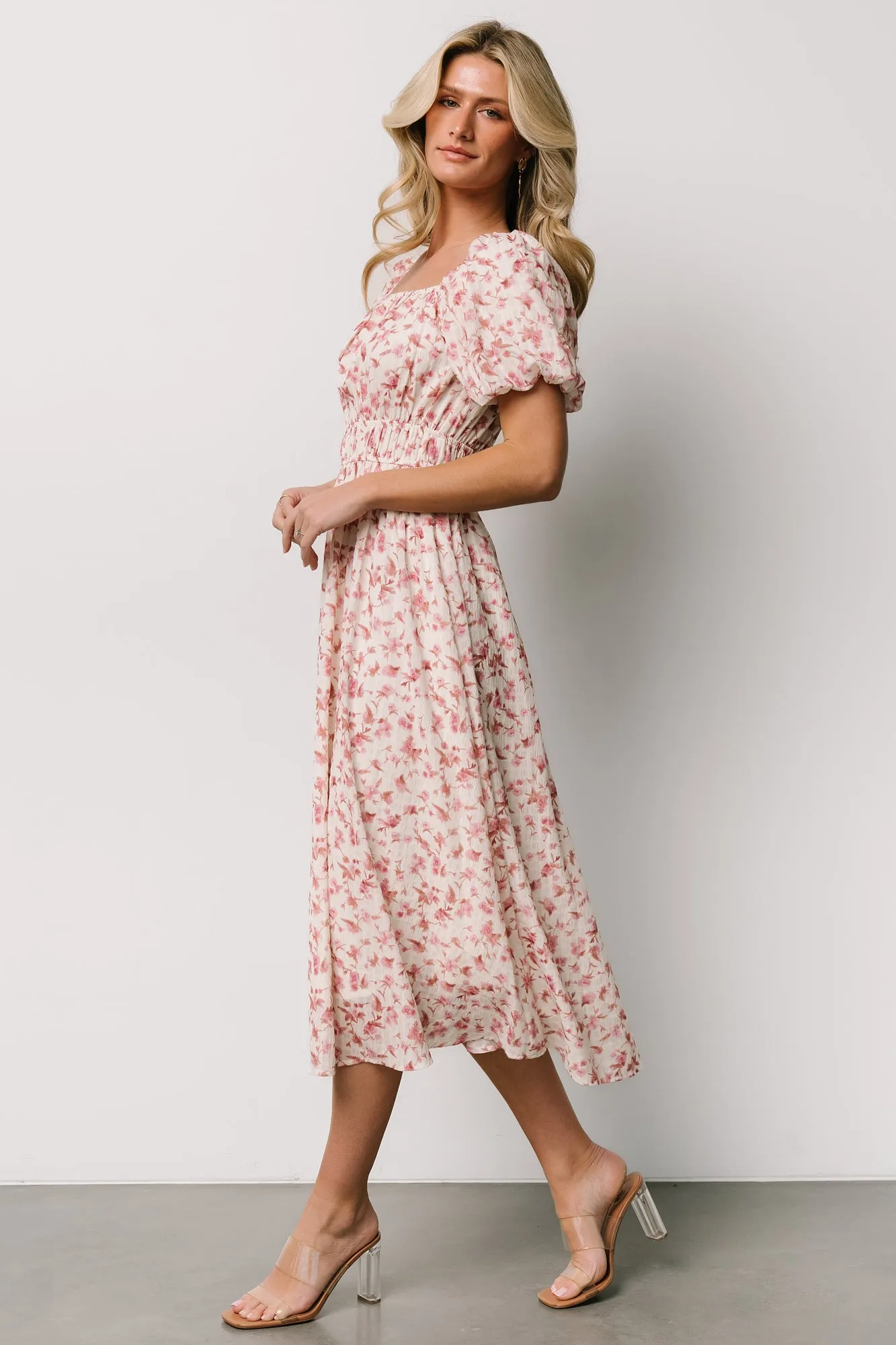 Dorine Midi Dress | Ivory + Blush Floral sold by Baltic Born product image thumbnail 3