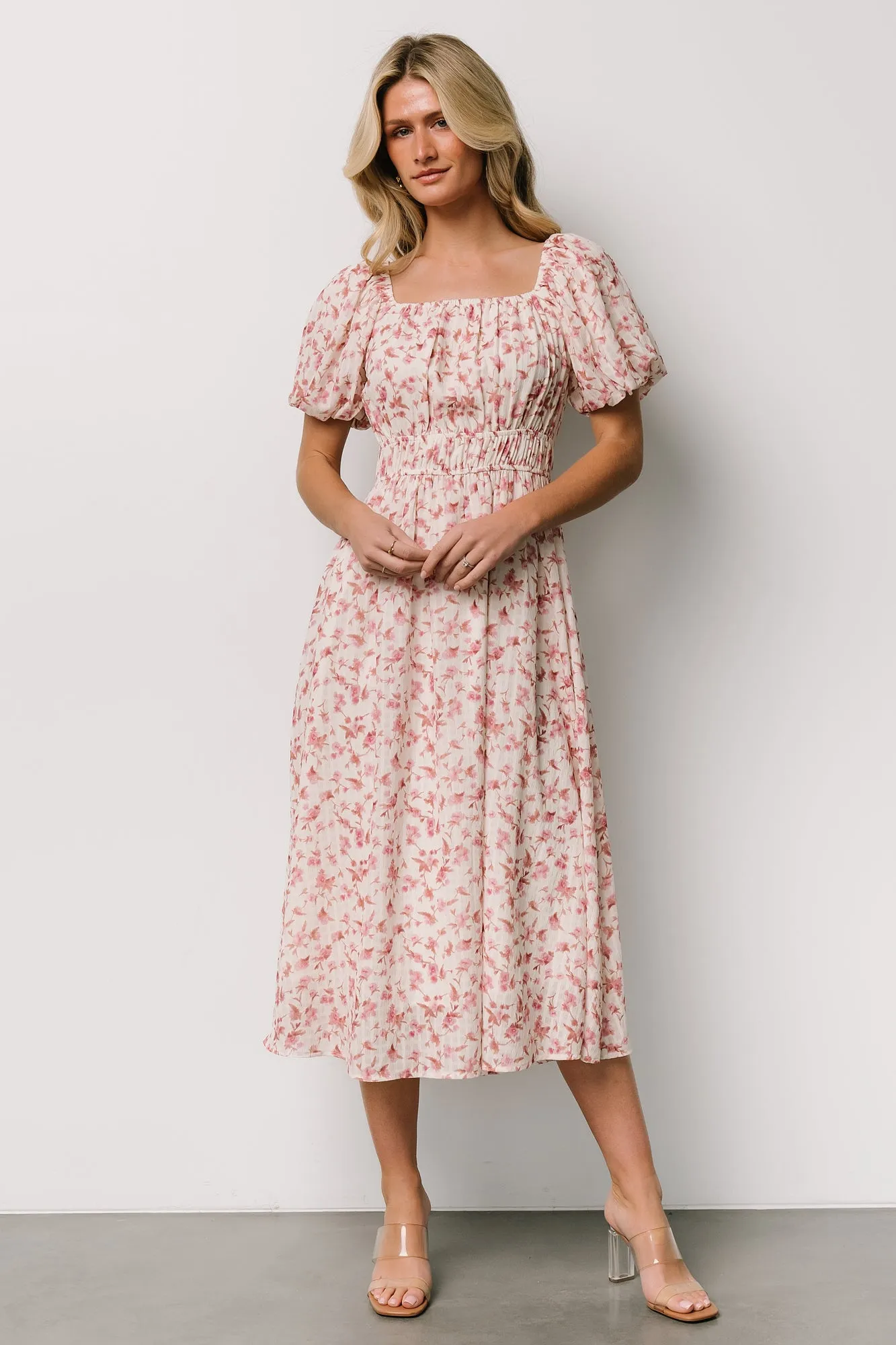 Dorine Midi Dress | Ivory + Blush Floral sold by Baltic Born