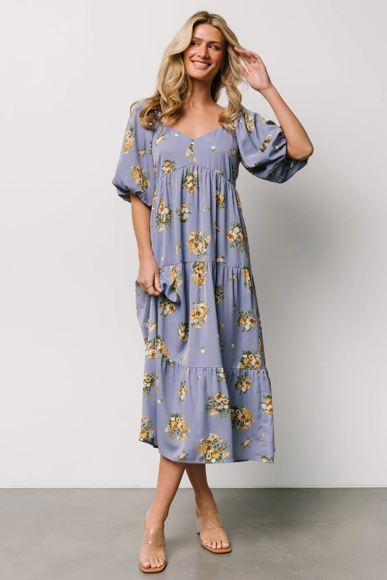 Judith Dress | Blue + Golden Floral sold by Baltic Born