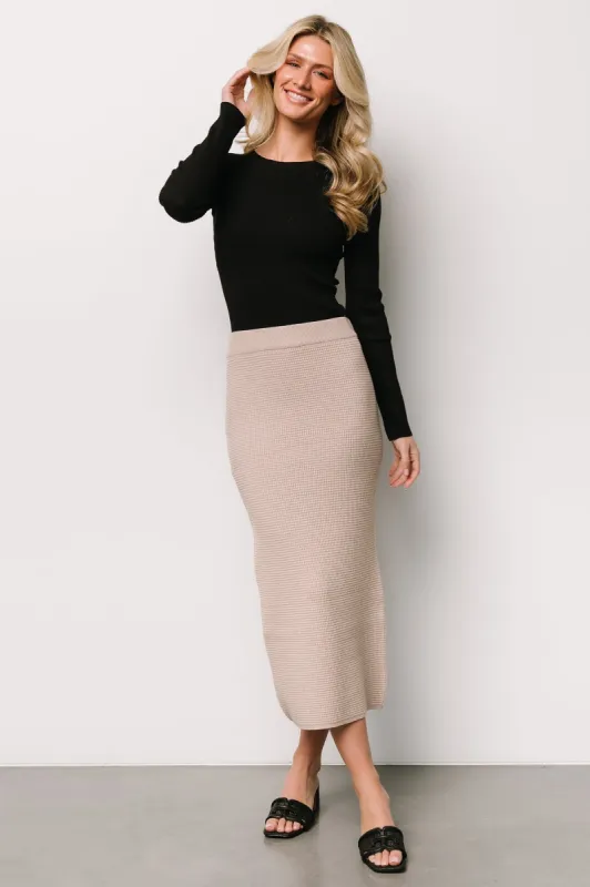 Carey Waffle Midi Skirt | Taupe sold by Baltic Born