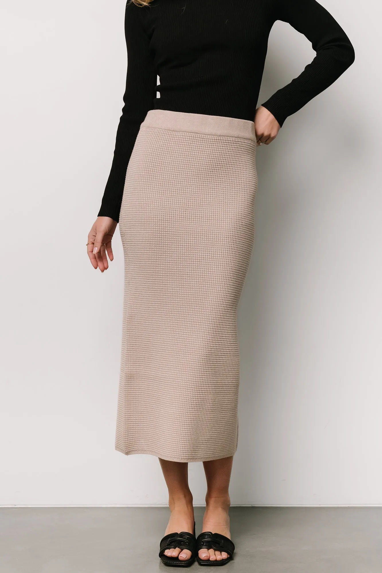 Carey Waffle Midi Skirt | Taupe sold by Baltic Born product image thumbnail 5