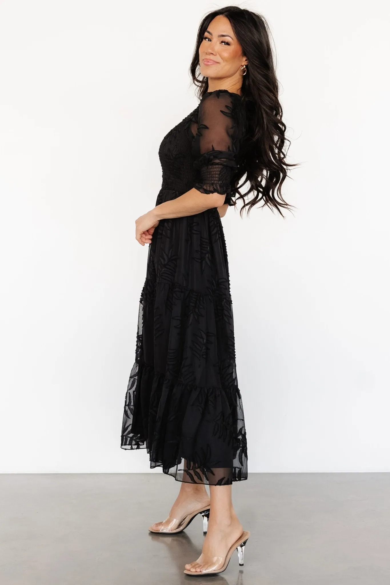 Nellie Smocked Midi Dress | Black sold by Baltic Born product image thumbnail 3