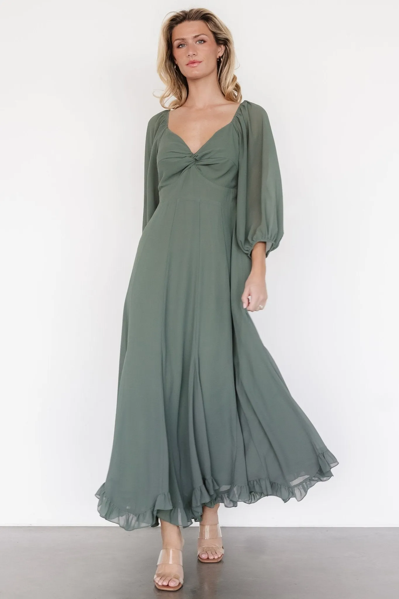 Estefania Maxi Dress | Dark Sage sold by Baltic Born