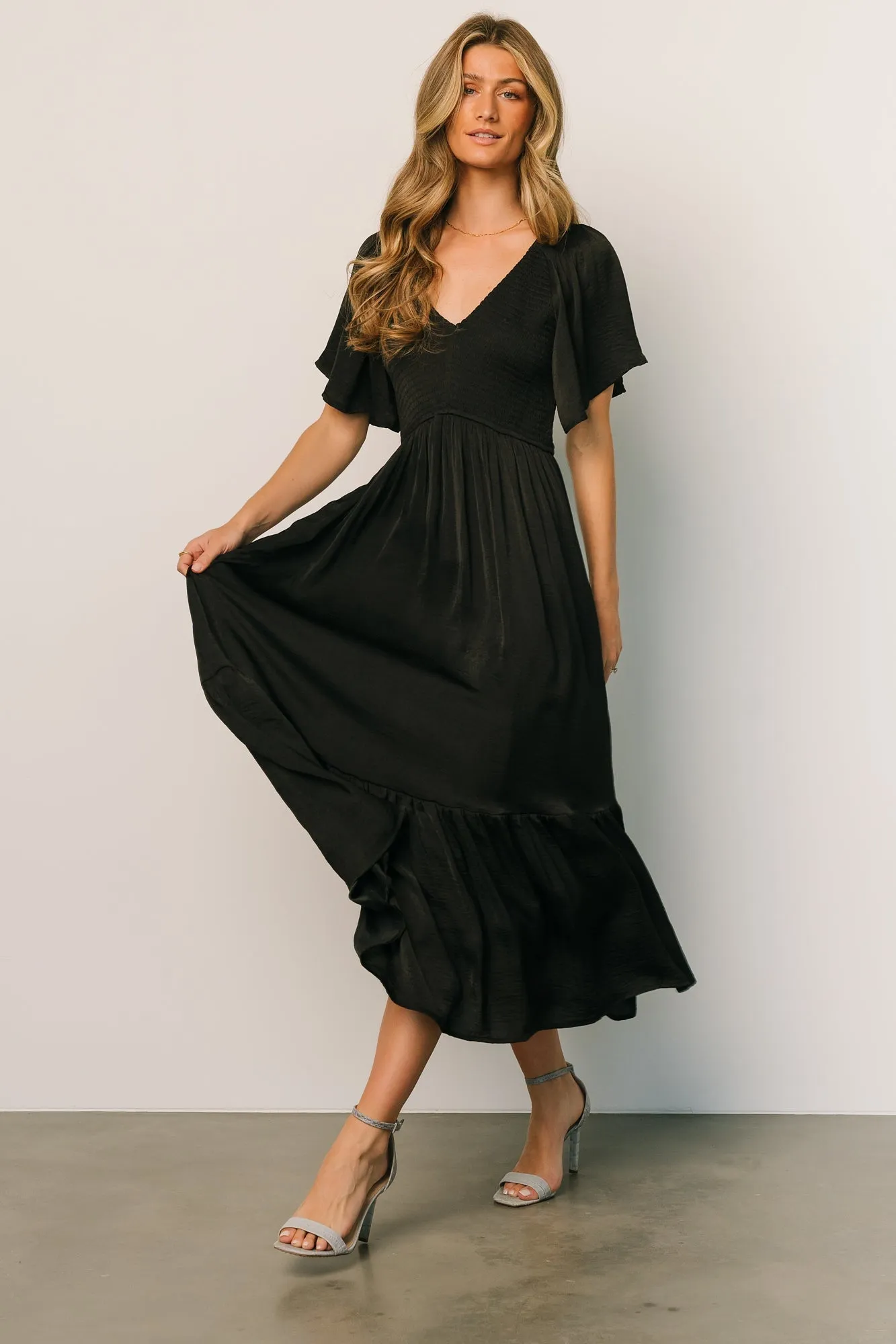 Lovell Smocked Midi Dress | Black sold by Baltic Born product image thumbnail 4