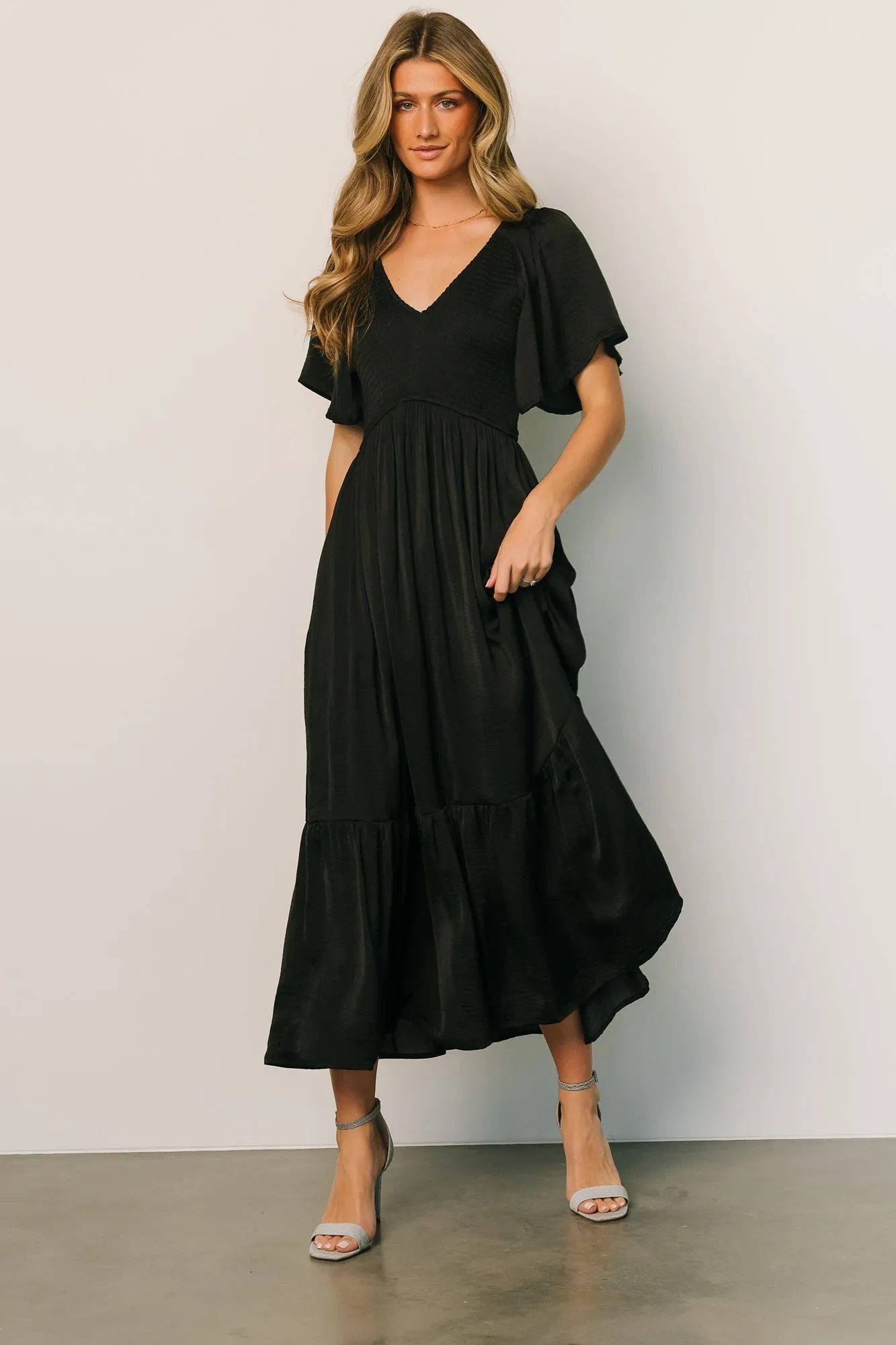 Lovell Smocked Midi Dress | Black sold by Baltic Born