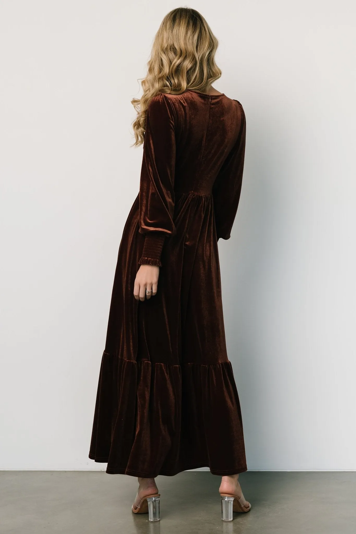 Ingrid Velvet Maxi Dress | Chocolate sold by Baltic Born product image thumbnail 4