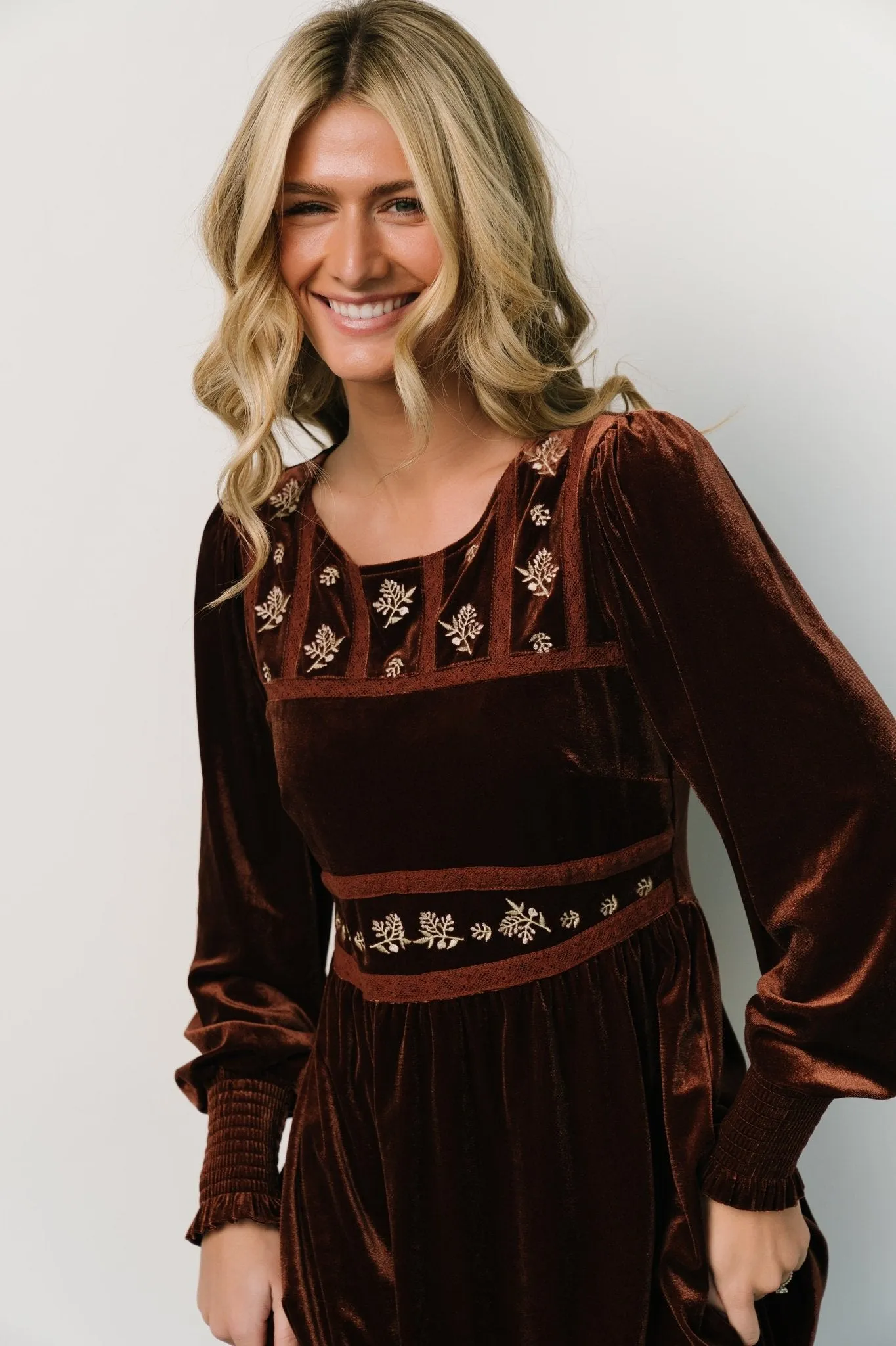 Ingrid Velvet Maxi Dress | Chocolate sold by Baltic Born product image thumbnail 2