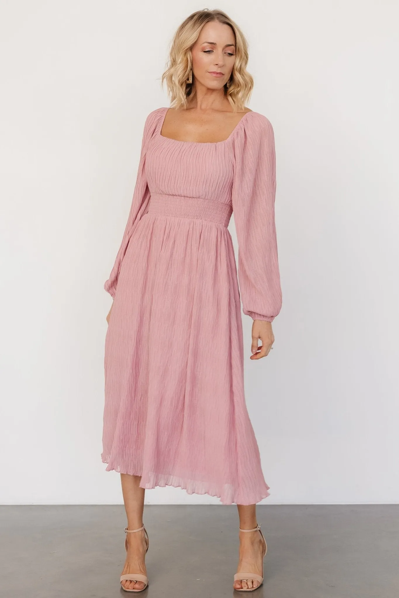 Dalton Pleated Midi Dress | Blush sold by Baltic Born product image thumbnail 4