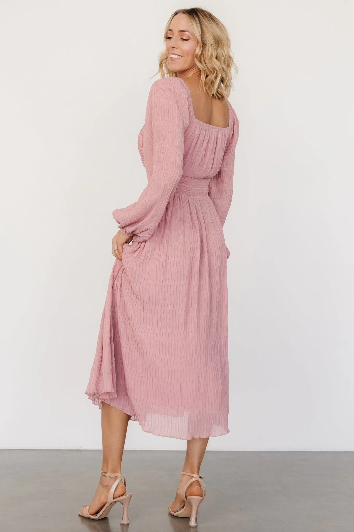 Dalton Pleated Midi Dress | Blush sold by Baltic Born product image thumbnail 3