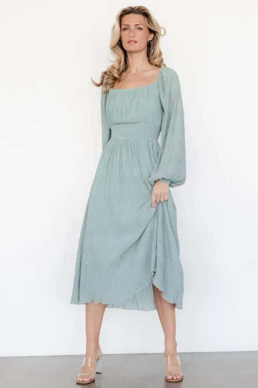 Dalton Pleated Midi Dress | Light Sage sold by Baltic Born