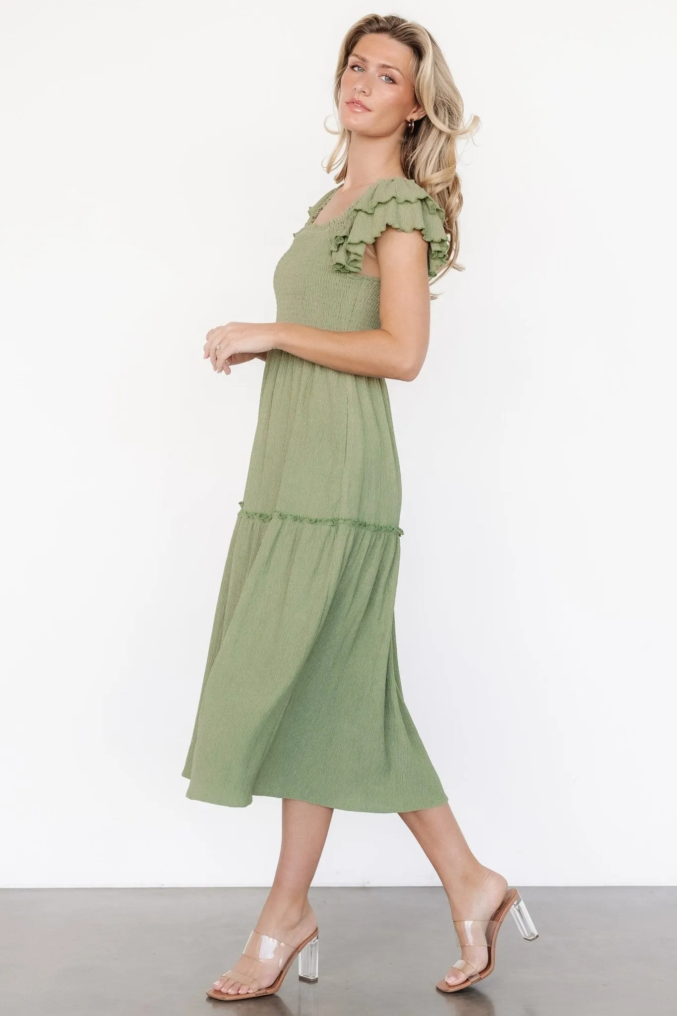 Jacie Smocked Midi Dress | Sage sold by Baltic Born product image thumbnail 4