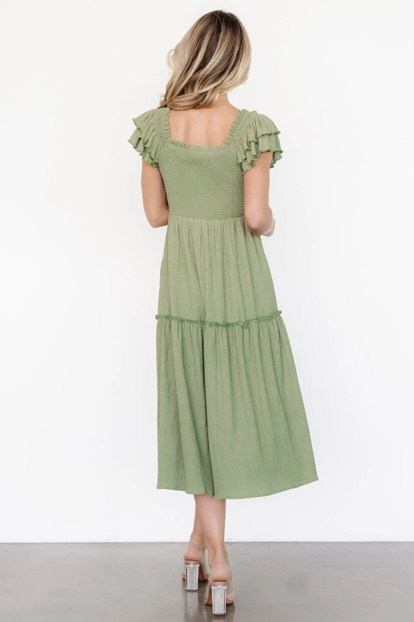 Jacie Smocked Midi Dress | Sage sold by Baltic Born product image thumbnail 5