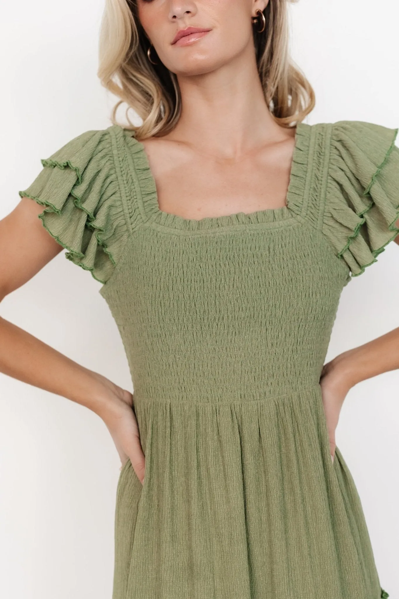 Jacie Smocked Midi Dress | Sage sold by Baltic Born product image thumbnail 2