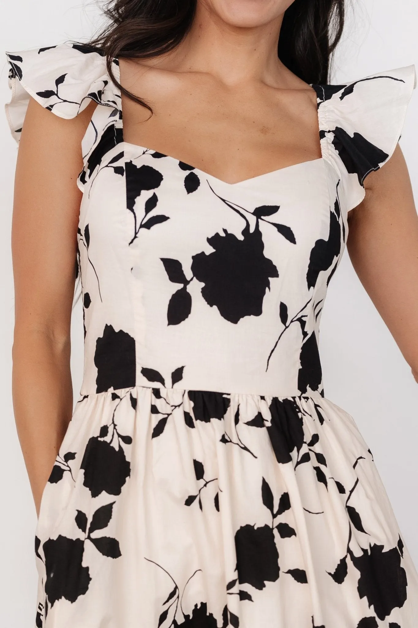 Bridget Midi Dress | Ivory + Black Floral sold by Baltic Born product image thumbnail 2