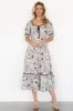 Mariana Midi Dress | Cream + Black Floral sold by Baltic Born