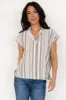 Beckett Button Top | Natural Multi Stripe sold by Baltic Born