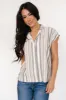 Beckett Button Top | Natural Multi Stripe sold by Baltic Born