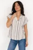 Beckett Button Top | Natural Multi Stripe sold by Baltic Born
