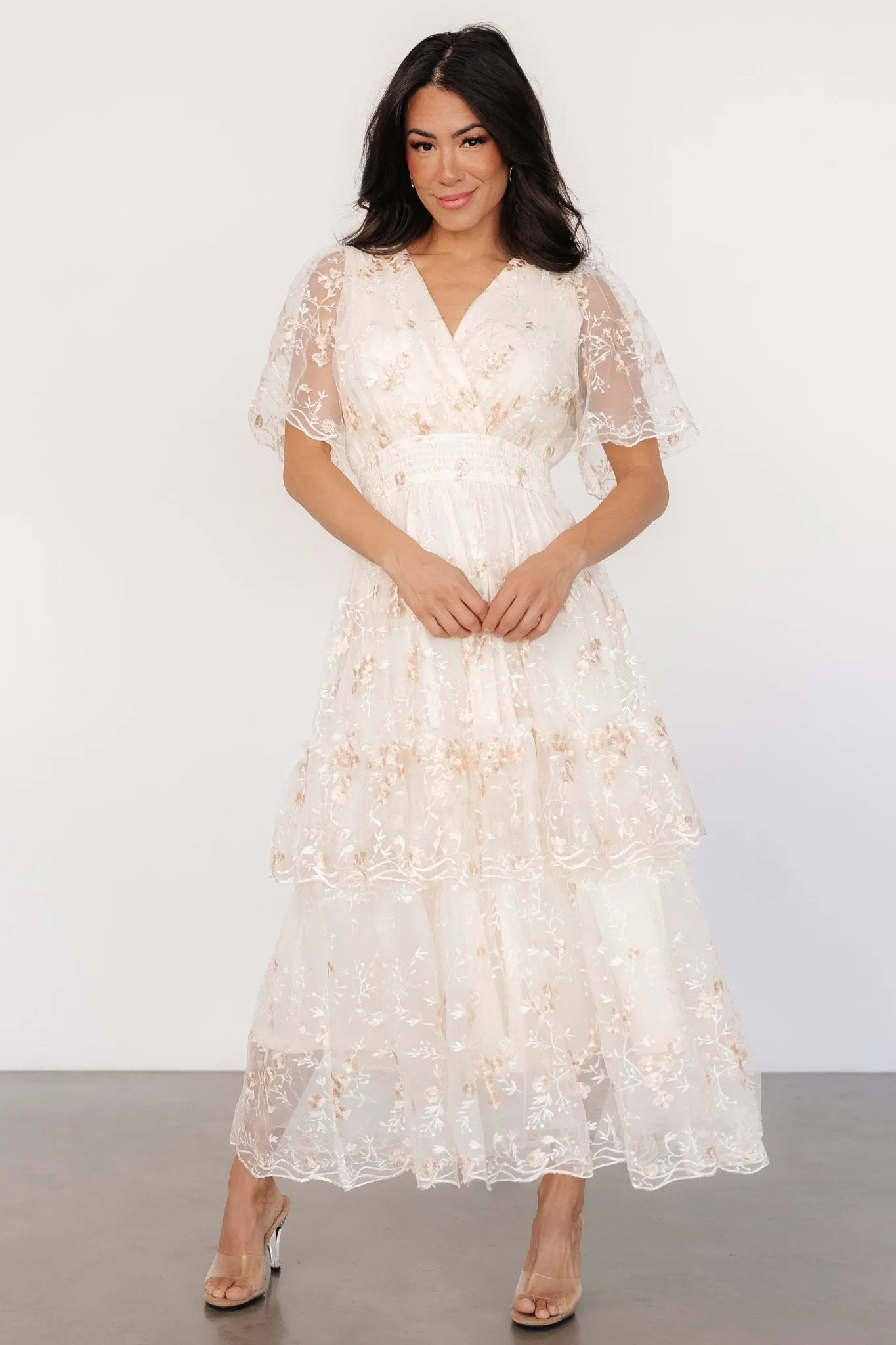 Eleanor Embroidered Midi Dress | Cream Floral sold by Baltic Born product image thumbnail 4