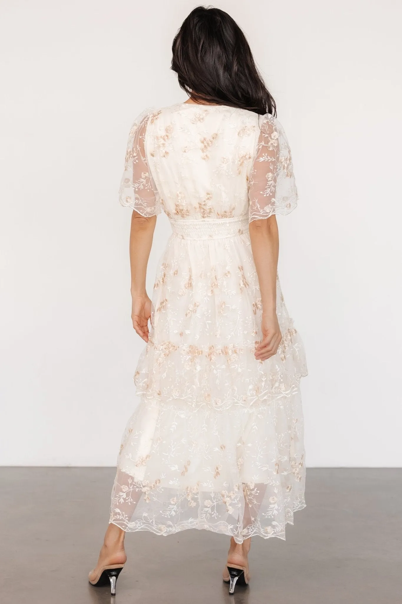 Eleanor Embroidered Midi Dress | Cream Floral sold by Baltic Born product image thumbnail 5