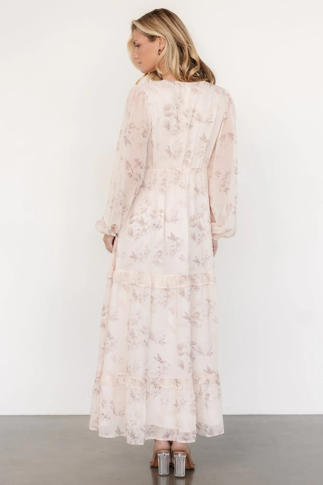 Rumi Deep V Maxi Dress | Beige + Clove Floral sold by Baltic Born product image thumbnail 5