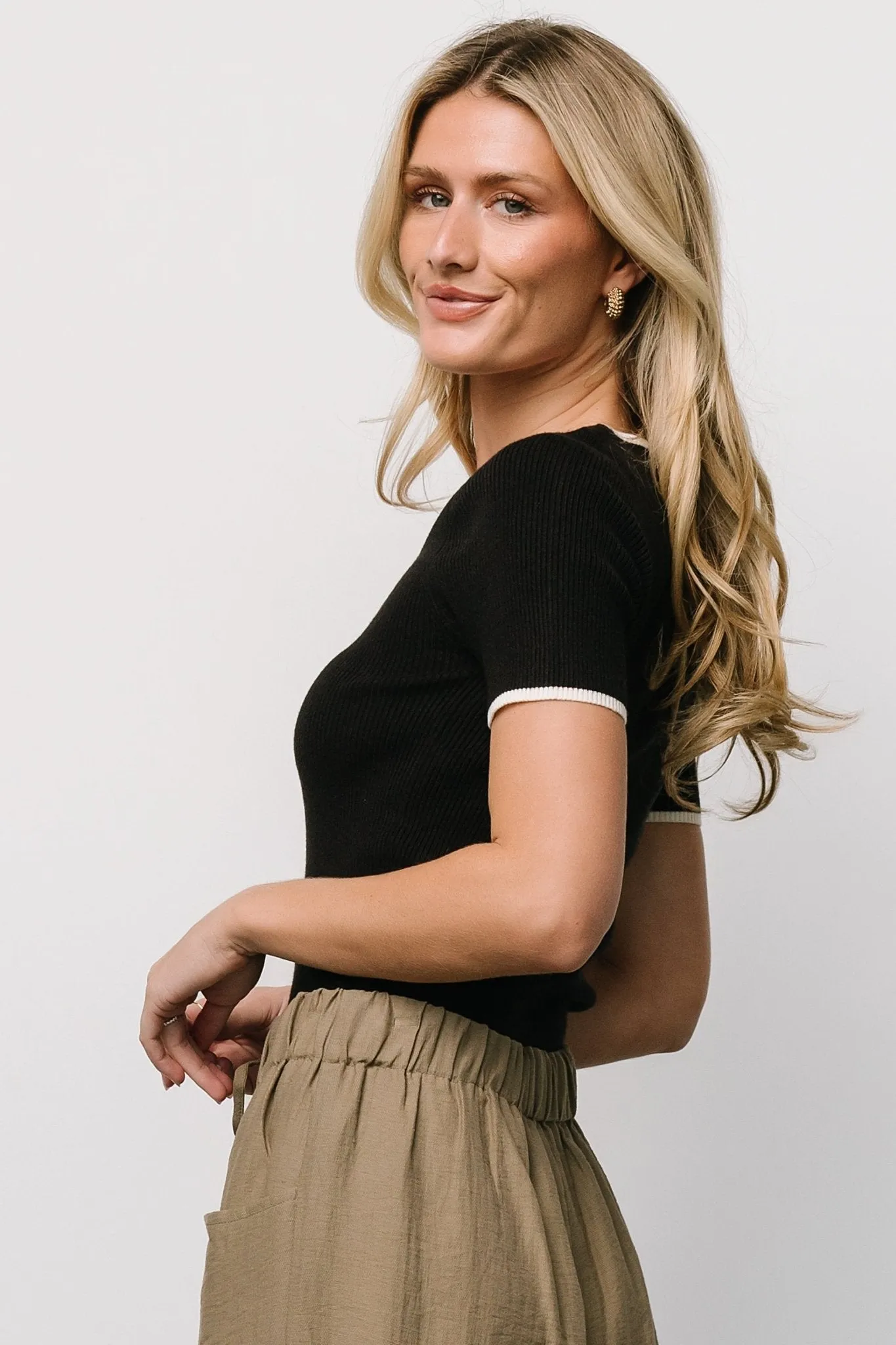 Dena Ribbed Top | Black + White sold by Baltic Born product image thumbnail 3