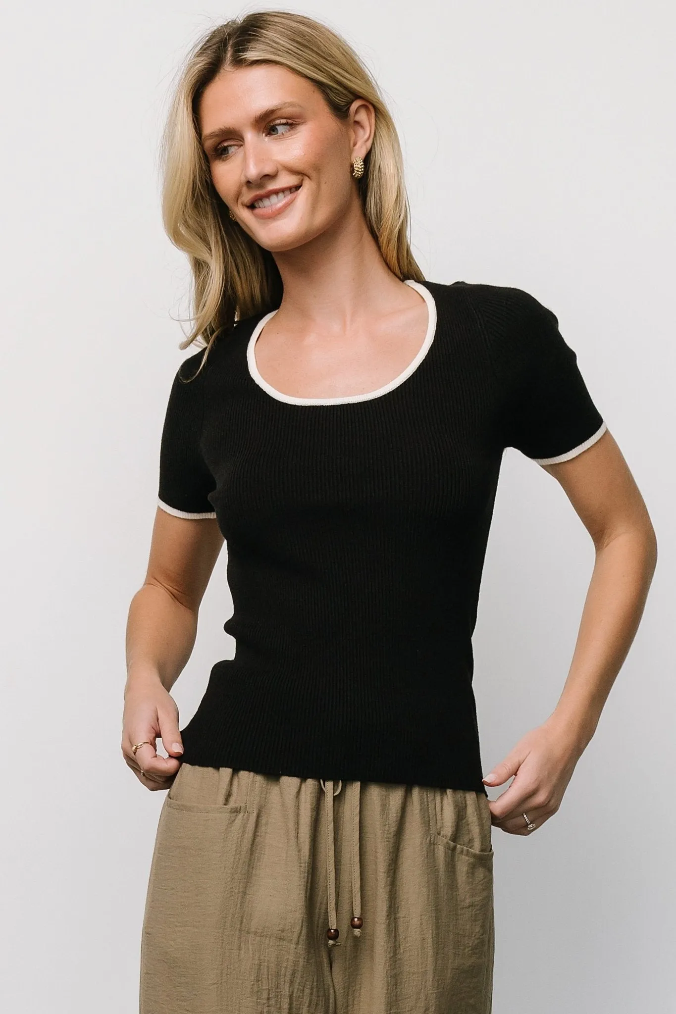 Dena Ribbed Top | Black + White sold by Baltic Born product image thumbnail 4