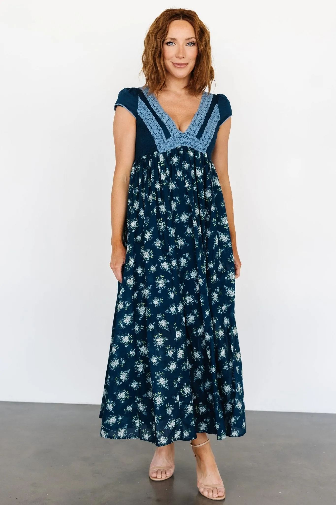 Lucille Maxi Dress | Dark Blue Floral sold by Baltic Born product image thumbnail 5