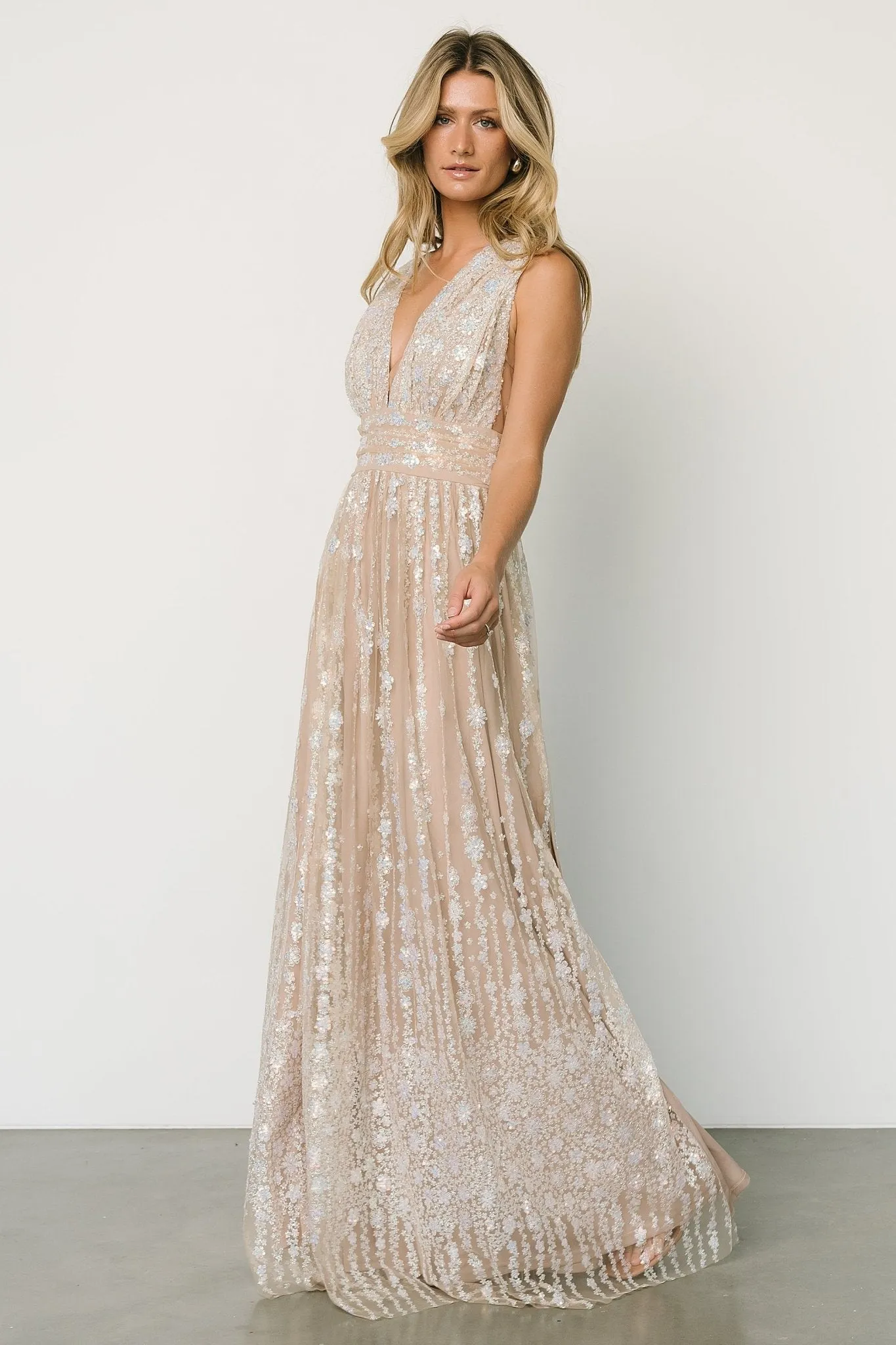 Yvette Sequin Gown | Nude Champagne sold by Baltic Born product image thumbnail 5