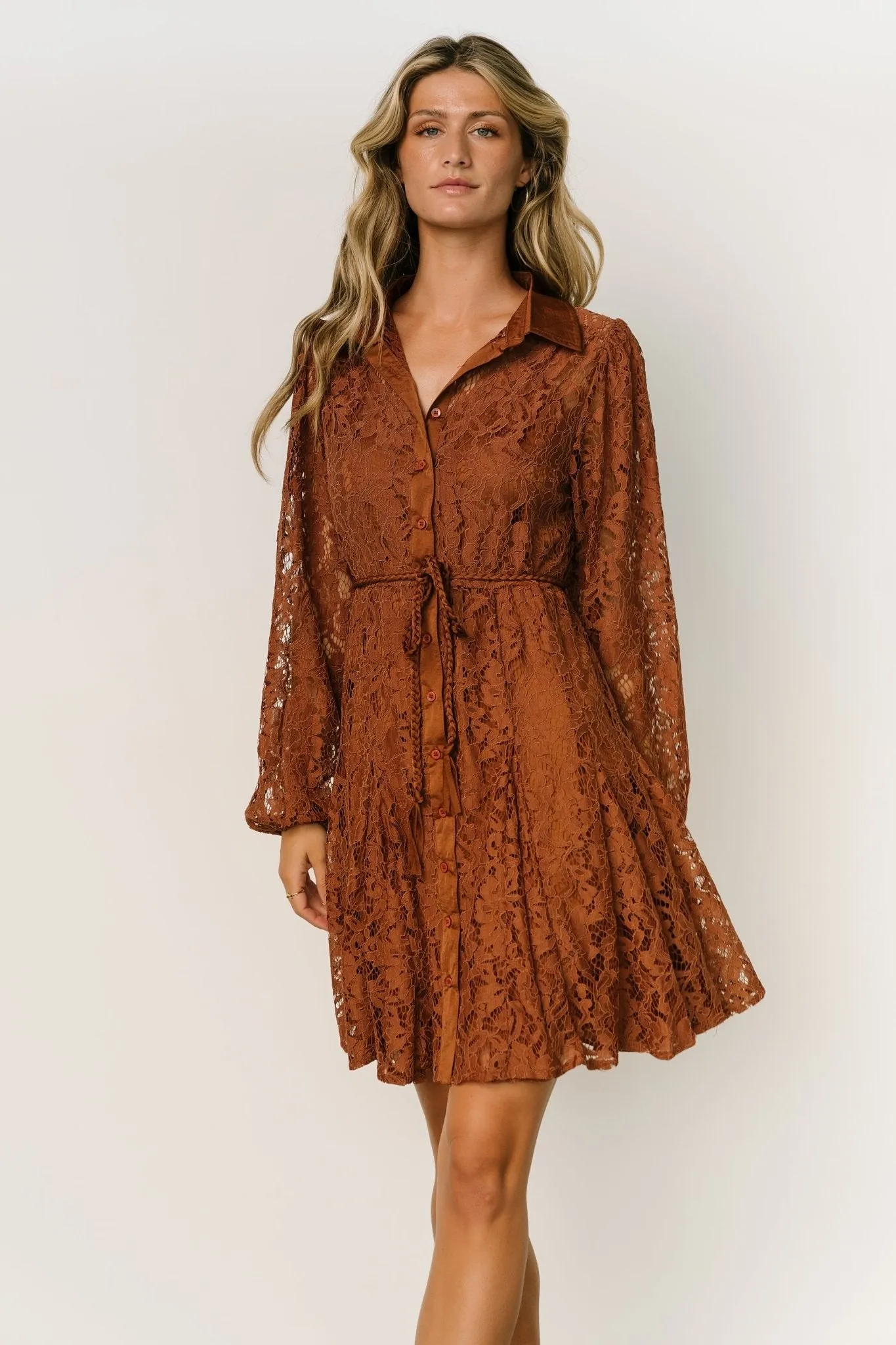Stefan Lace Short Dress | Cinnamon sold by Baltic Born product image thumbnail 5