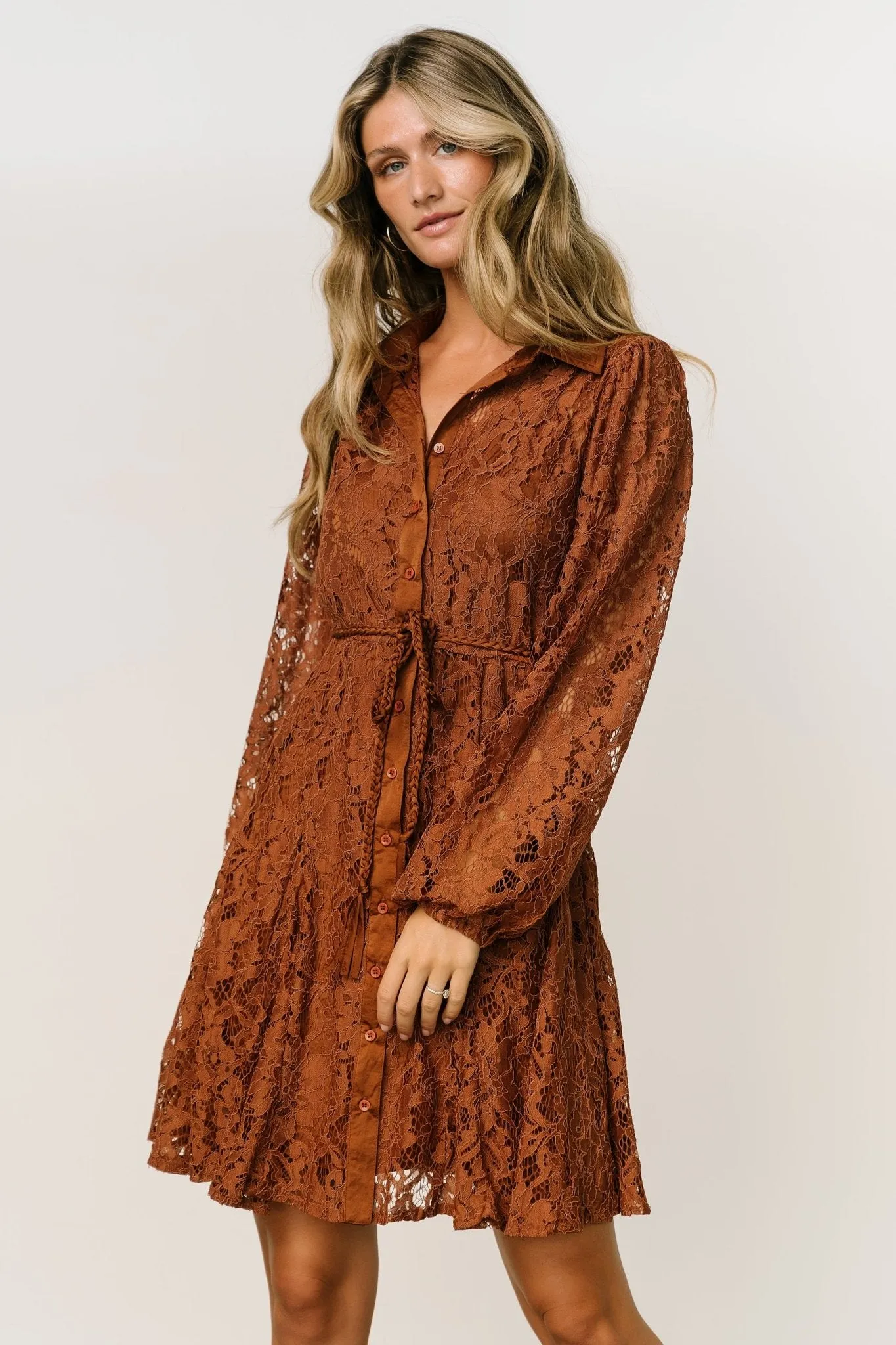 Stefan Lace Short Dress | Cinnamon sold by Baltic Born product image thumbnail 2