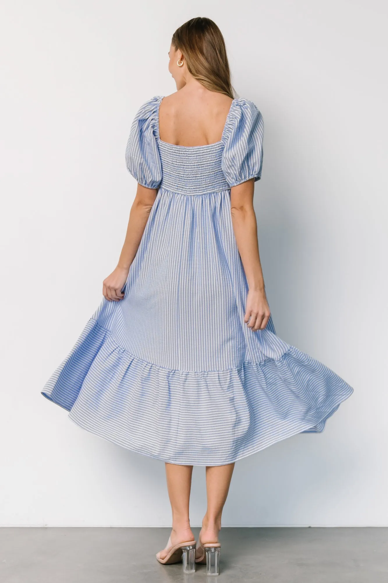 Poppy Midi Dress | Blue + Off White sold by Baltic Born product image thumbnail 4