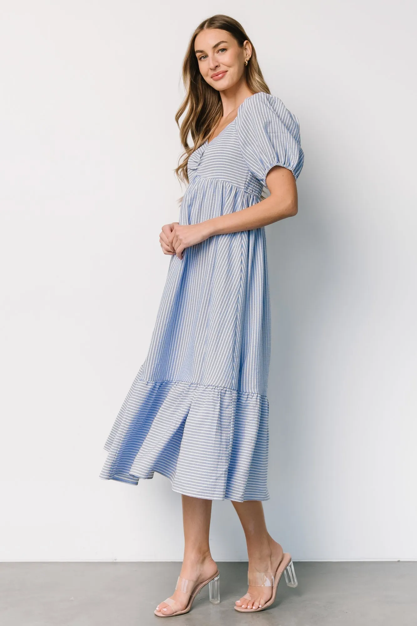 Poppy Midi Dress | Blue + Off White sold by Baltic Born product image thumbnail 3