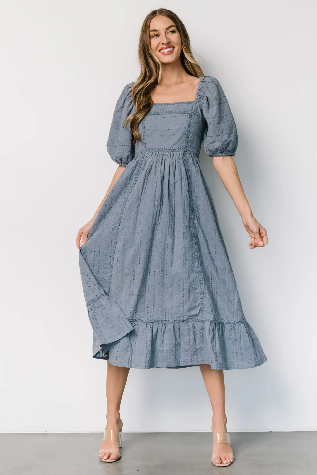 Delaney Eyelet Dress | Dusty Blue sold by Baltic Born product image thumbnail 5