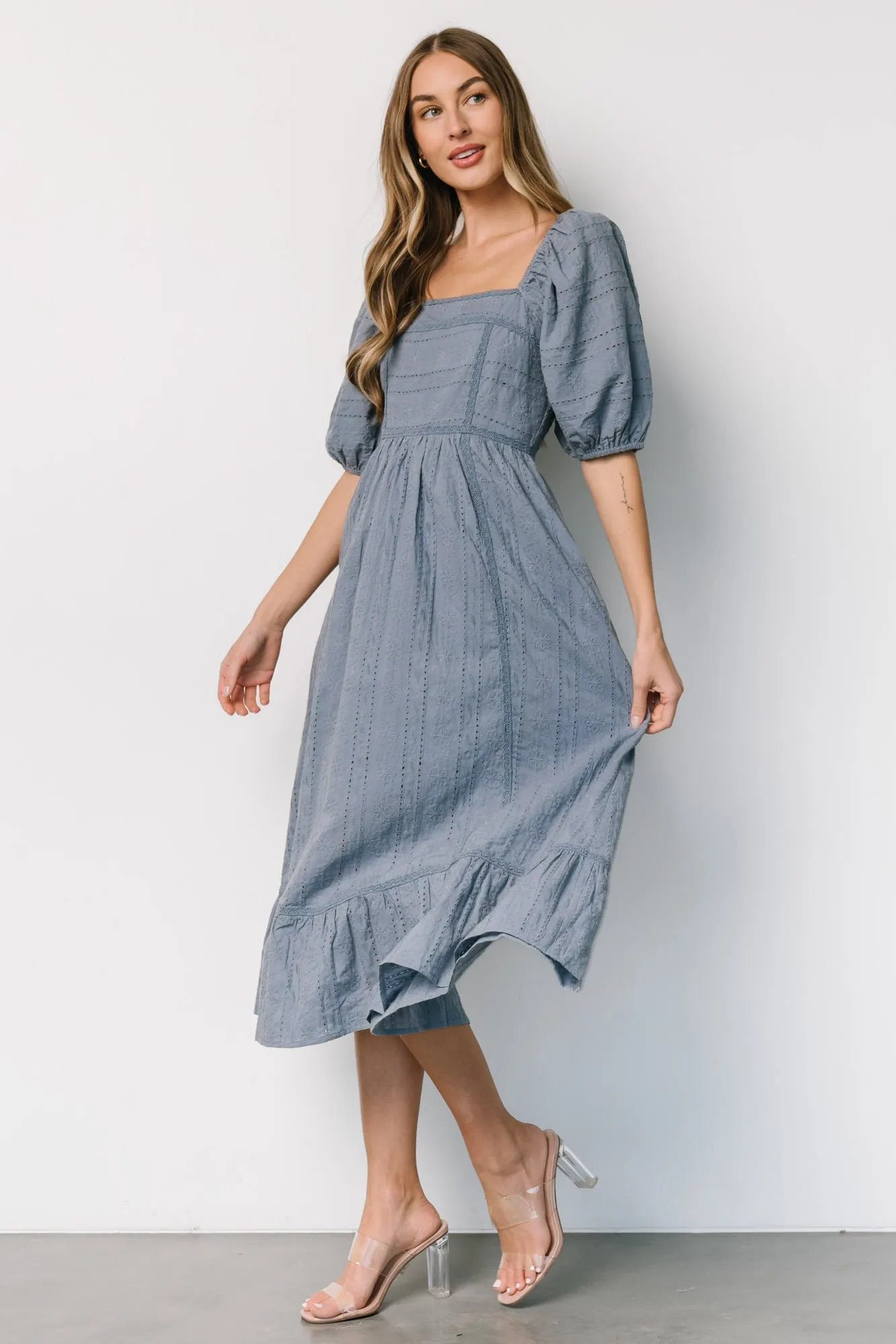 Delaney Eyelet Dress | Dusty Blue sold by Baltic Born product image thumbnail 3