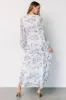 Rumi Deep V Maxi Dress | Off White + Blue Floral sold by Baltic Born