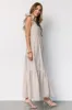 Hettie Button Maxi Dress | Beige Stripe sold by Baltic Born