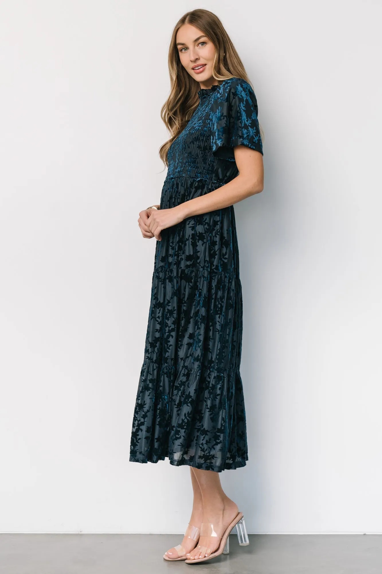 Callen Smocked Velvet Dress | Deep Blue sold by Baltic Born product image thumbnail 3
