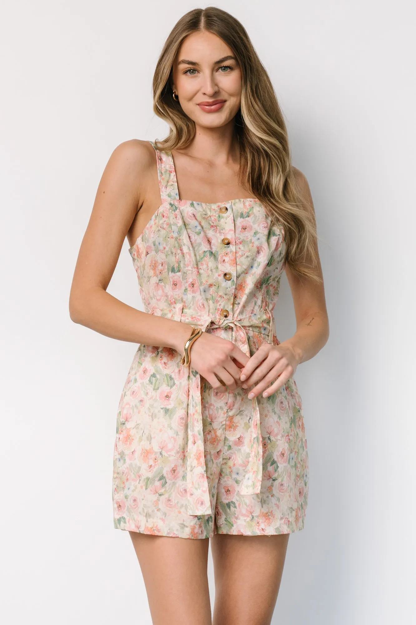 Jamie Romper | Green + Pink Floral sold by Baltic Born product image thumbnail 2