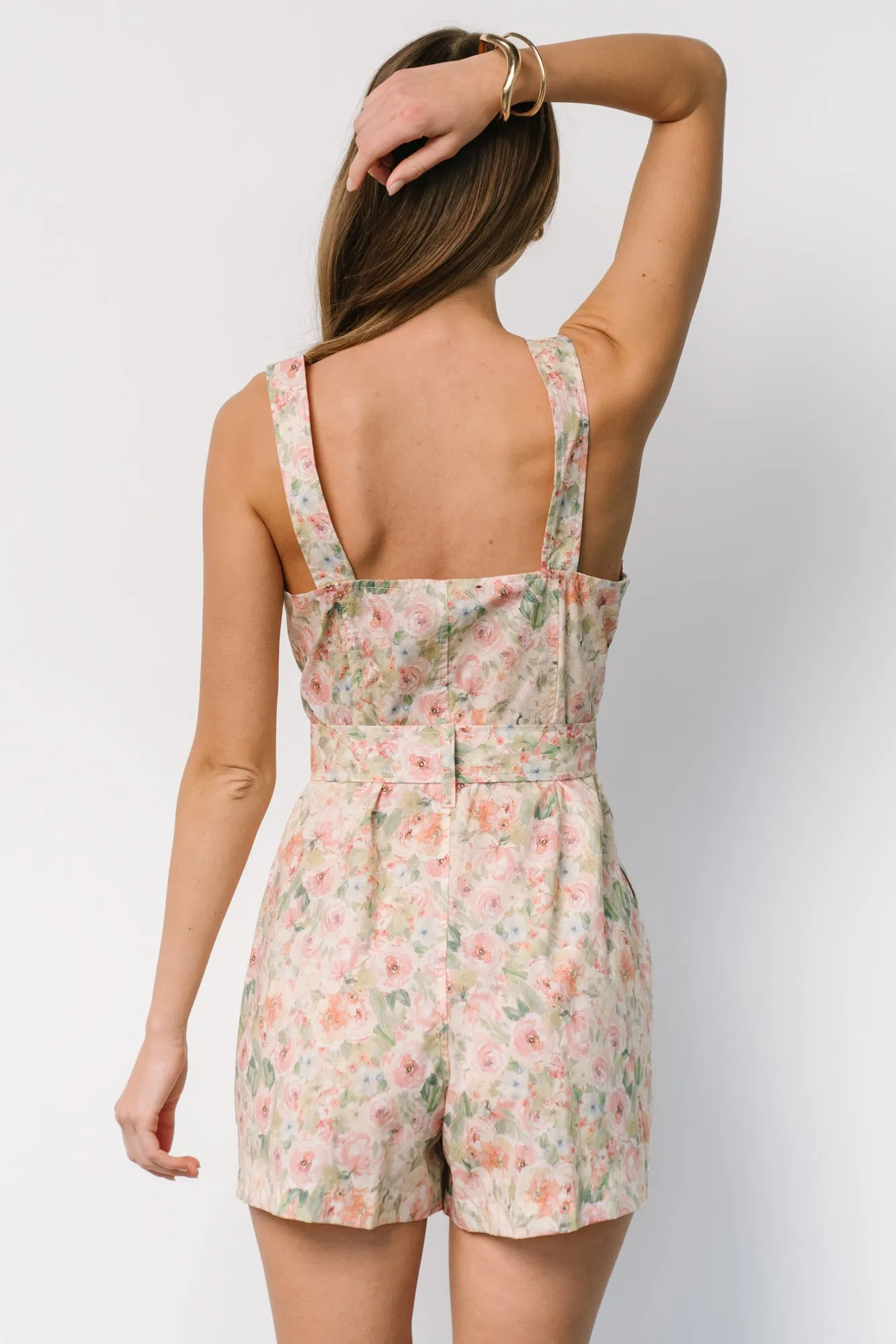Jamie Romper | Green + Pink Floral sold by Baltic Born product image thumbnail 4