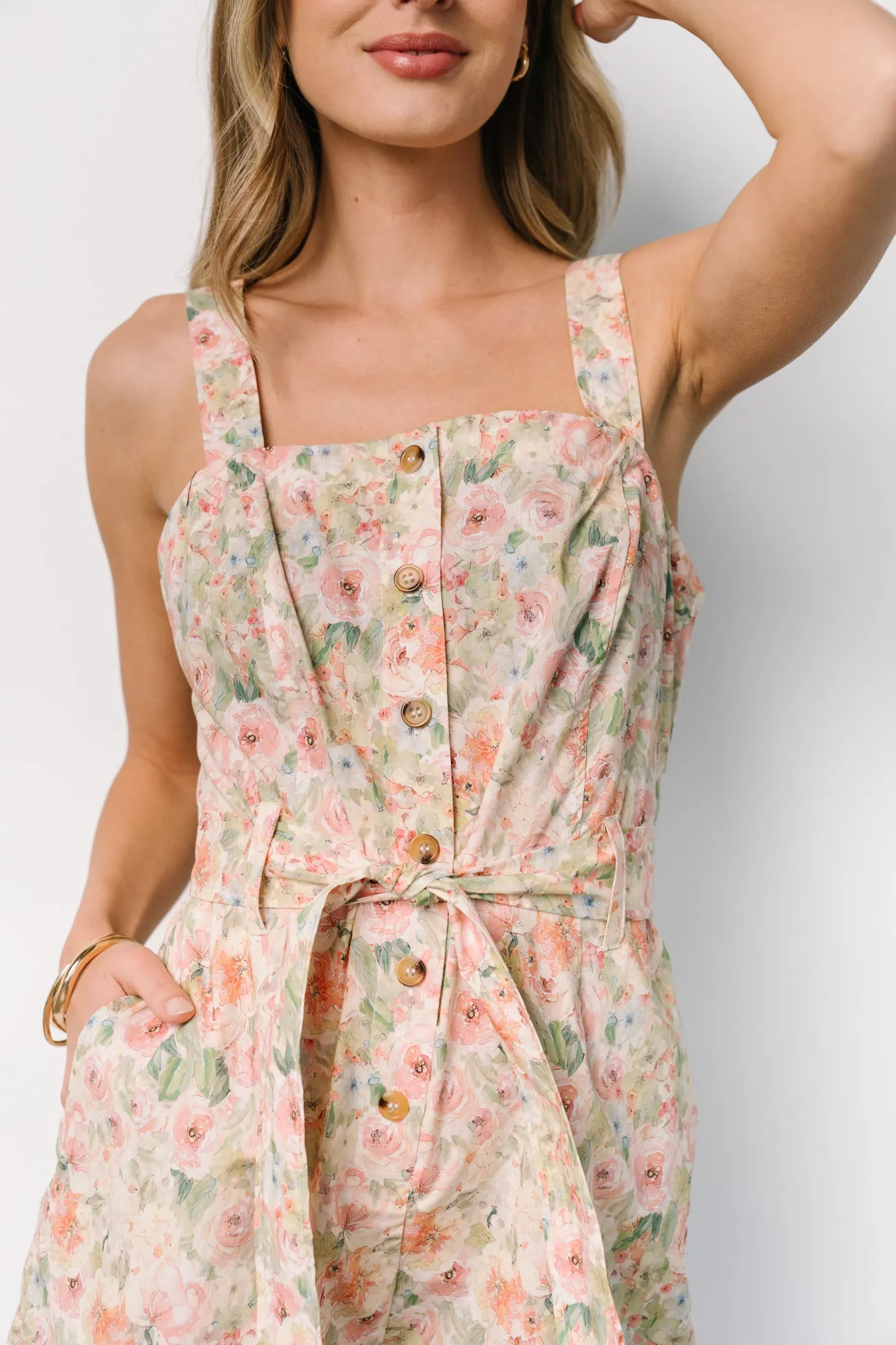 Jamie Romper | Green + Pink Floral sold by Baltic Born product image thumbnail 5