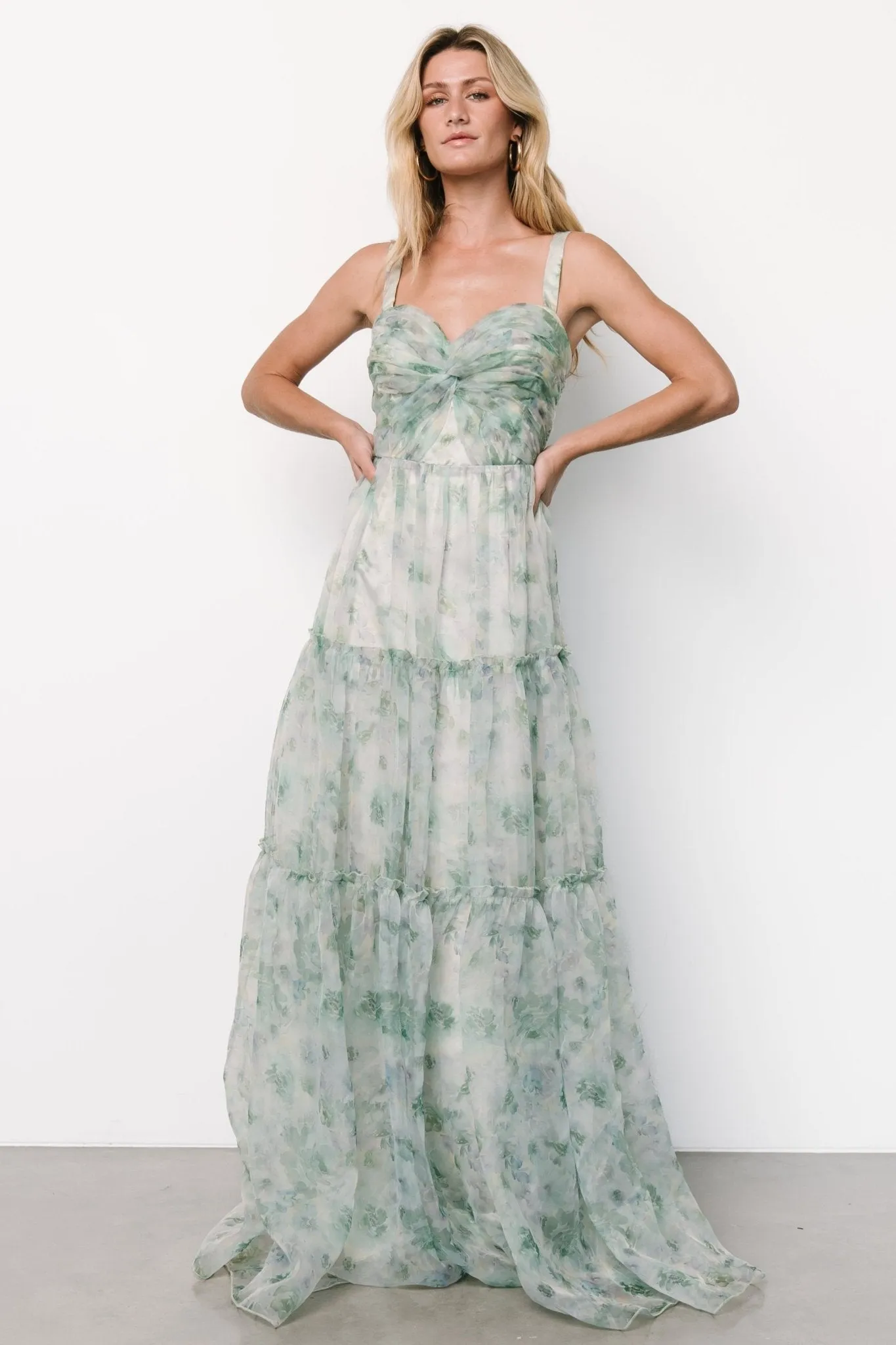 Sinclair Sweetheart Gown | Green Floral sold by Baltic Born