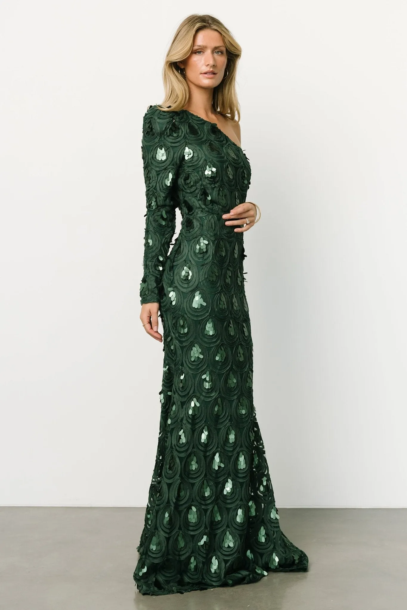 Porscha One Shoulder Gown | Emerald sold by Baltic Born product image thumbnail 3