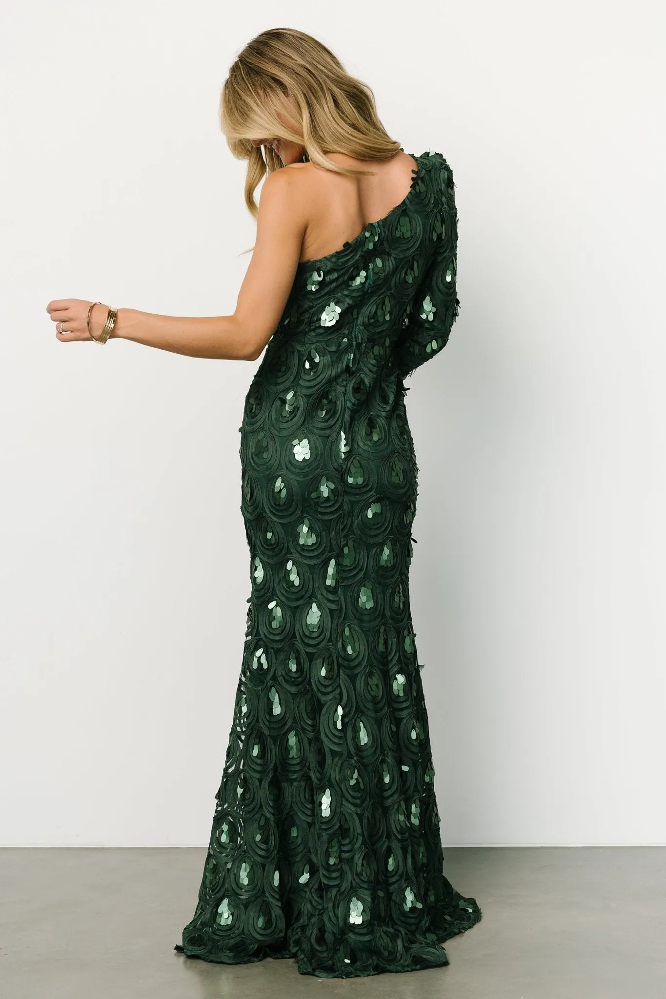 Porscha One Shoulder Gown | Emerald sold by Baltic Born product image thumbnail 5