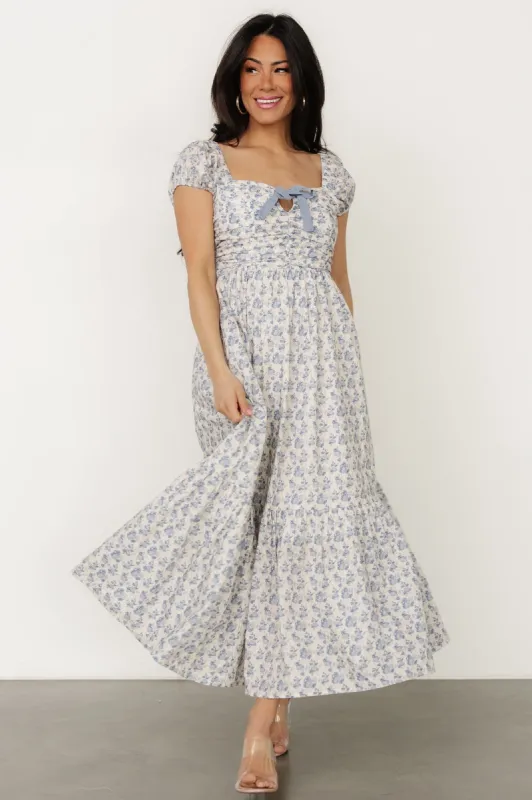 Haven Bow Dress | Ivory + Blue Floral sold by Baltic Born