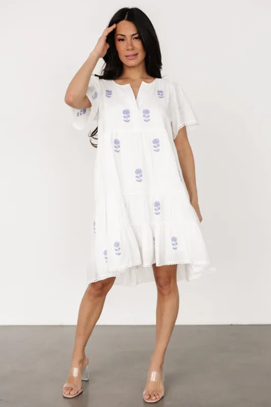 Keegan Short Dress | Ivory + Blue Floral sold by Baltic Born