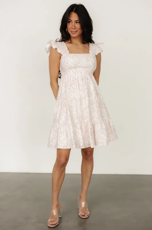 Suri Short Dress | Off White + Blush Floral sold by Baltic Born