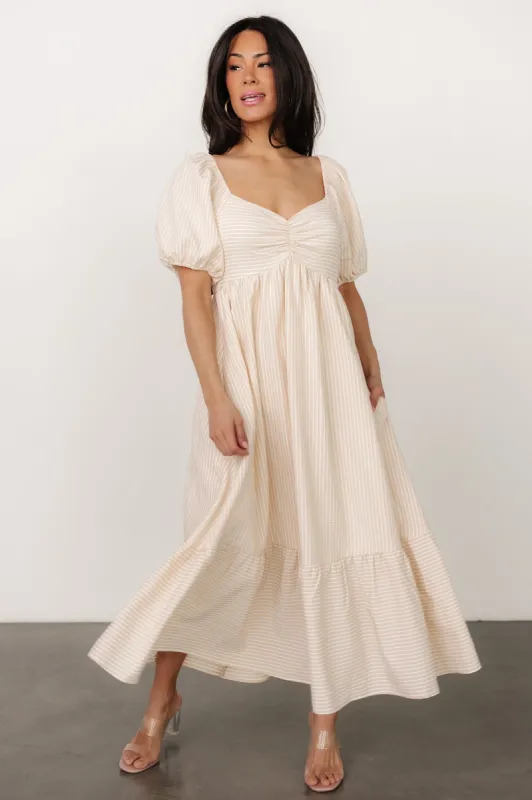 Poppy Midi Dress | Natural + Off White sold by Baltic Born
